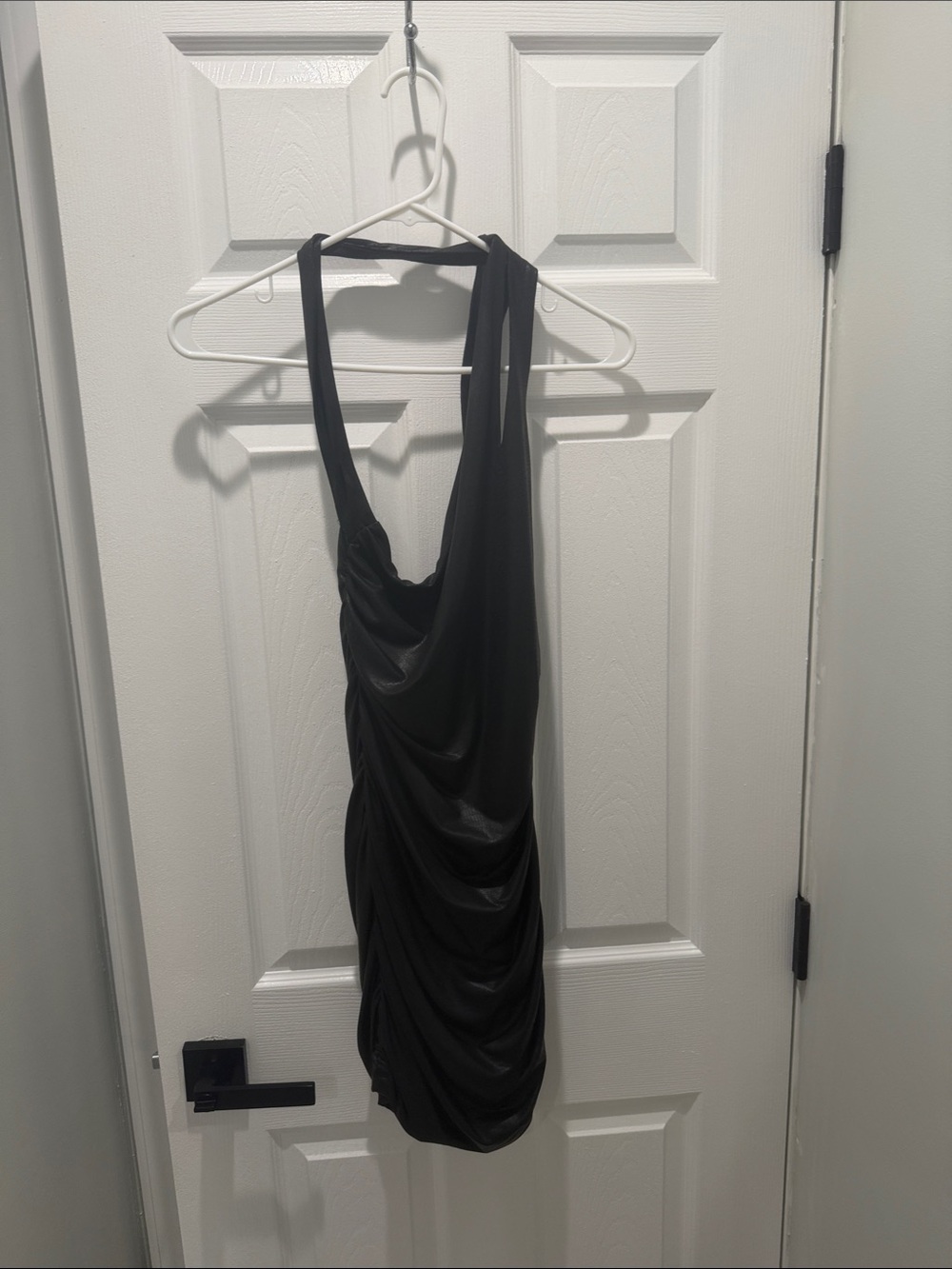 bebe Black One-Shoulder Draped Cocktail Dress